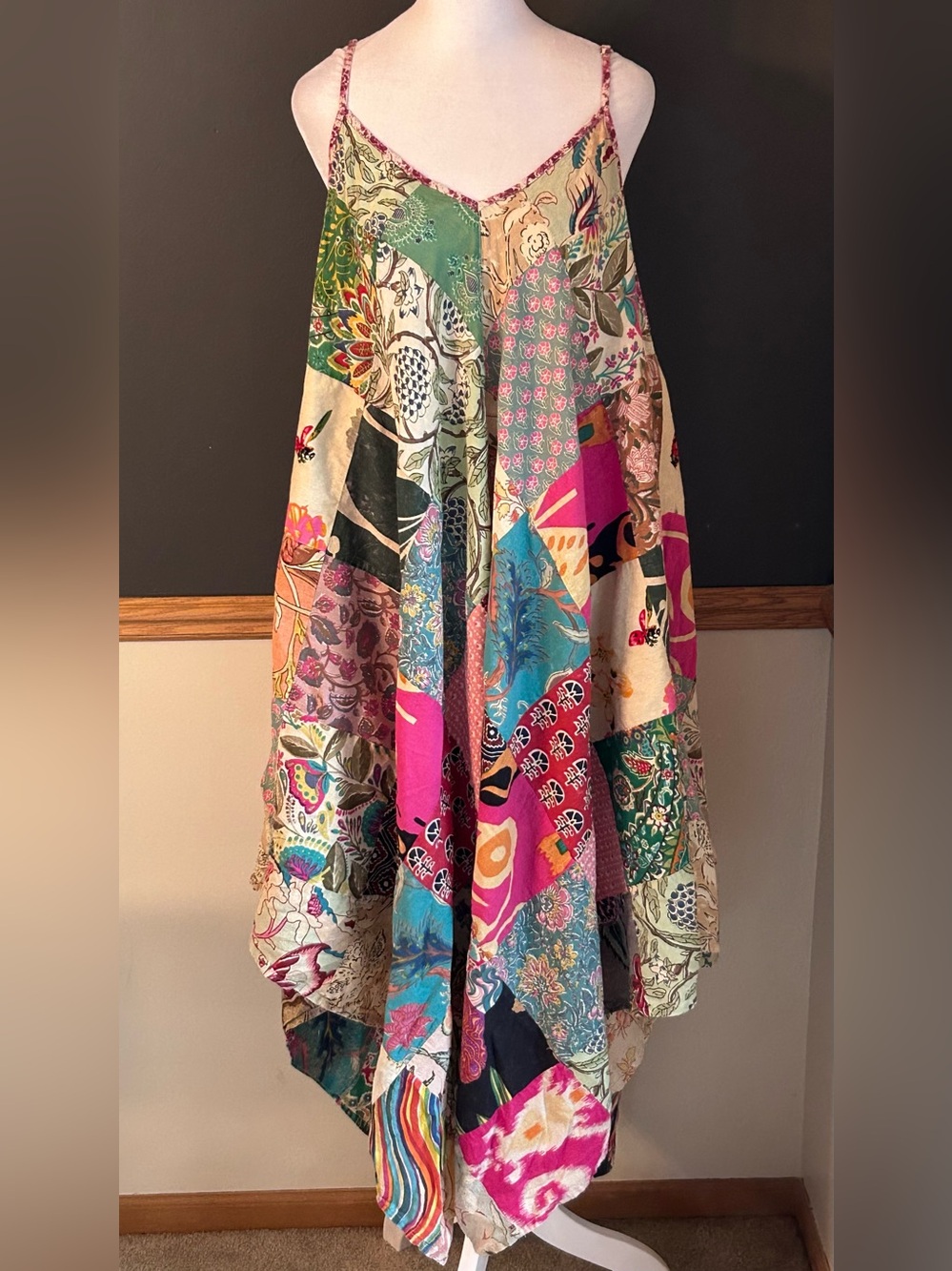 Earthbound Trading Company Fairy Assorted Patchwork Dress Sz XL Sleeveless Multi - Picture 3 of 11